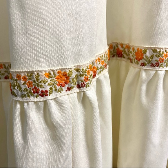 Vintage 70’s Vicky Vaughn Cream Ruffle Maxi Dress Tiered Bohemian Hippie S - Picture 9 of 10